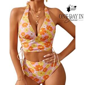 Aleumdr Halter High Waist Bikini Swimsuit Size M